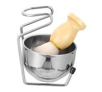 ELAYARD Set de Rasage Barbe avec Support Inox Bol et Brosse Faciale Kit Soins Barbe Homme Portable et Accessoires Rasoirs Électriques Adaptés