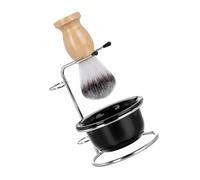 ELAYARD Set Rasage Hommes Brosse Barbe Nylon Jaune avec Bol Inox et Support Résistant Corrosion pour Rasage Pratique et Confortable