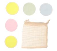 ELAYARD Tampon Démaquillant Réutilisable 6pcs 8cm Velours Imprimé Avec Paquet à Cordon Nettoyants Doux Et Lavables