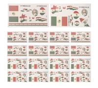 ELAYARD Tatouages Temporaires Mexique 20 Pcs Autocollants Visage Drapeau Mexicain Imperméables Petits Drapeaux pour Fête de L’Indépendance et Événements Sportifs Adaptés à Types de