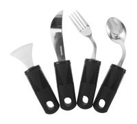 ELAYARD Ustensiles Adaptatifs Inox Courbés avec Poignée Antidérapante Caoutchouc pour Seniors Set Ergonomique Anti-tremblements pour Aide à Alimentation et Indépendance des Personnes Âgées
