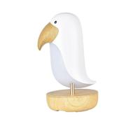 ELAYARD Veilleuse Musicale LED d'Oiseau en Bois Blanc Lampe de Nuit Portable USB Rechargeable 1200Mah Haut-Parleur Intégré sans Fil Variateur d'Intensité pour Chambre et Camping