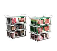 Elayu Lot de 6 paniers de congélation empilables pour congélateur - Blanc - 40 x 33 x 20 cm