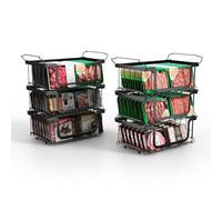 Elayu Lot de 6 paniers empilables pour congélateur - Noir - 40 x 33 x 20 cm