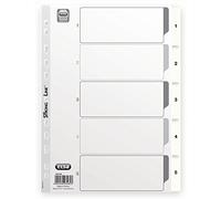 Elba 03485 Lot de 10 jeux d'intercalaires numériques 1-5 en plastique Blanc A4