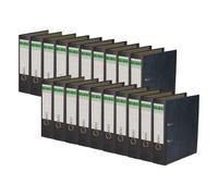 ELBA 100081018 Lot de 20 classeurs recyclés Marbre nuageux 8 cm de large Format A4 Dos noir Barre verte Certifié ange bleu