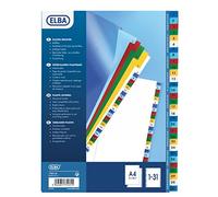 Elba 100204790 Intercalaire numérique A4 en polypropylène 12/100 Couleurs assorties