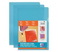 Elba 100206706 M Star Lot de 10 Pochettes-Coin A4 PVC Lisse Bleu