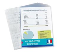 ELBA 200 Pochettes Plastiques A4 Perforées anti-reflet pour usage régulier