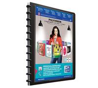 Oxford Porte-documents Elba 6143 à spirale Vario-zipp – 20 pochettes A4 – Noir 235 x 310 mm