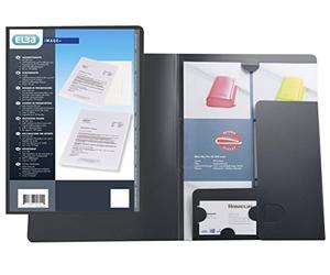 Elba 63492 We annonce à anneaux avec pochette transparente, PP 0,5 mm, pour env. 50 feuilles de DIN A4, Lot de 10, blanc Chemise pour devis avec pochette transparente anthracite