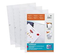 Elba 74431 Pochettes perforées A4 manageMe, PP 0,08 mm avec Vario Zipp, Lot de 10, transparent, Transpartent Modèle : ManageMe! - Pochettes pour feuilles A4 Transparent