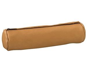 Elba Fourre-Tout Rond 6x21cm a Fermeture Eclair Cuir Naturel Beige