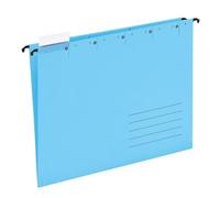 Elba Lot de 25 dossiers suspendus bleus pour format A4, dossiers suspendus, ouverts sur le côté, avec onglets transparents