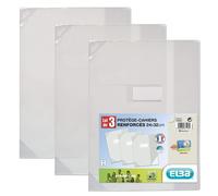OXFORD Lot 3 Protège-Cahiers Strong Line 24x32cm PVC Translucide 15/100ème Incolore