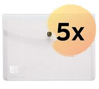 Elba Lot de 5 HAWAI Chemises pochettes à bouton pression polypropylène A5 Translucide