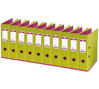Elba myColour 10489GH Classeur à levier Format A4 dos 8 cm étiquette remplaçable Lot de 10 Vert clair/rose
