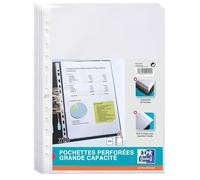Pochettes transparentes perforées Oxford A4 grande capacité polypropylène 9/100e lisse - Sachet de 10
