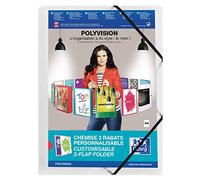 Elba Polyvision Pochette à document 3-Flap polypropylène à élastique Transparent Ref M480034-17 [Lot de 12]
