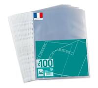 Elba Pochettes transparentes perforées A4 – Polypropylène (PP) grainé 4/100e – Sachet de 100