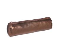 ELBA Trousse ronde - Cuir teinté - 6 cm x 22 cm x 6 cm