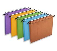 Elba Ultimate Carte Kraft Lot de 25 Dossiers Suspendus pour Tiroir A4 Fond en V Couleurs Assorties
