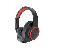 Elbe ABT-B26-N Casque Bluetooth 5.1 Pliable, avec Microphone et Radio FM, 10 Heures de Lecture, Noir/Rouge
