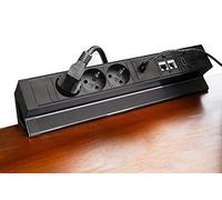 Elbe Inno Multiprise de table 3 prises avec port de charge USB type A et port de charge USB de type C, 2 RJ45, HDMI, multiprise à pince avec câble de raccordement de 1,5 m, pour bureau, cuisine