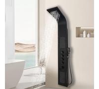 Elbe Panneau de douche, en acier inoxydable 304, avec thermostat, 2 buses de massage, douche cascade, douche de tête, douchette à main, noir