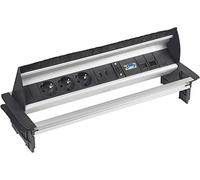 Elbe Prise encastrable escamotable avec USB et HDMI, Prise de Table avec connexions réseau VGA et RJ45, multiprise | Aluminium | Aspect Noir/Gris câble de raccordement de 1,5 m pour Le Bureau