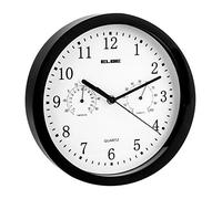 Elbe Horloge murale analogique RP-1005-N – Noire 25 cm avec température et humidité
