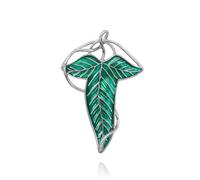 Elben - Broche en émail - Motif feuille verte - Pour cosplay - Vêtement festif - Accessoire de cape - Cadeau (vert)