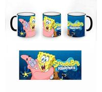 Elbenwald Bob l'éponge - Tasses Gary Meow, logo Rainbow et Squarepants - Capacité : 320 ml - Céramique - Impression sur tout le pourtour (logo carré)