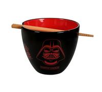Elbenwald Bol à ramen avec baguettes - Star Wars Dark Side - Idée cadeau - Bol en céramique - 550 ml - Set de bols en céramique - Bambou - Noir