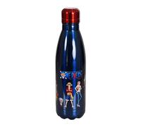 Elbenwald Bouteille d'eau One Piece - 780 ml avec logo et motif de l'équipage, bouteille d'eau avec bouchon à vis, hauteur de 26 cm - Acier inoxydable/Bleu foncé