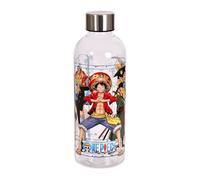Elbenwald Bouteille d'eau One Piece - 850 ml avec motif Luffy et l'équipage, bouteille d'eau avec bouchon à vis, hauteur de 22,5 cm - Transparent/Multicolore