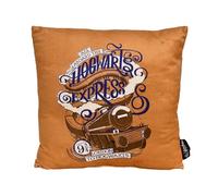 Elbenwald Coussin Harry Potter avec Design du Poudlard Express - 40 x 40 cm - avec Billet de l'Express au Dos - pour Hommes Femmes Unisexe - Idée Cadeau - Coussin décoratif - Marron