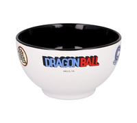 Elbenwald Dragon Ball Petit déjeuner - Bol à céréales avec icônes Boule de cristal Kame Kanji Symbole et Logo Capsule Corp - 600 ml - 8 cm de hauteur - Ø 13 cm - Céramique - Blanc Noir