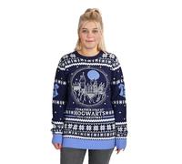 Elbenwald Harry Potter Pull en Tricot avec Motif château de Poudlard pour Hommes Femmes Unisexe Coton Bleu - S