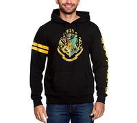 Elbenwald Harry Potter Sweat à Capuche Poudlard Poudlard Imprimé Avant et Manche avec Capuche et Sac pour Hommes Noirs - M