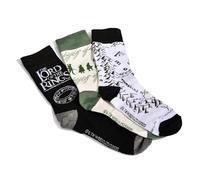 Elbenwald Le Seigneur des Anneaux - Lot de 3 paires de chaussettes dans une boîte cadeau - Pour homme et femme - Multicolore - Mélange de coton, Blanc., 42-48