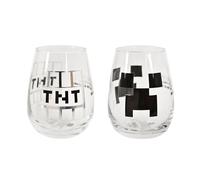 Elbenwald Lot de 2 verres, différents motifs tels que Marvel Avengers, Star Wars, Dragon Ball et plus - Capacité de 500 ml - Hauteur : 11,5 cm (Minecraft)