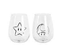 Elbenwald Lot de 2 verres, différents motifs tels que Marvel Avengers, Star Wars, Dragon Ball et plus - Capacité de 500 ml - Hauteur : 11,5 cm (Super Mario)