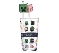 Elbenwald Minecraft Verre avec 2 pailles Motif personnages 485 ml