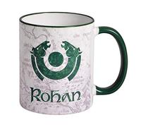 Elbenwald Mug Seigneur des Anneaux Rohan avec armoiries et carte de la Terre du Milieu Impression sur tout le pourtour en céramique Blanc 320 ml