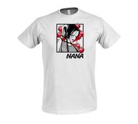 Elbenwald Nana Osaki & Hachi T-shirt imprimé grand format sur le devant, blanc, 100 % coton, Blanc., L