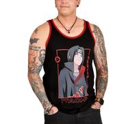 Elbenwald Naruto Débardeur en coton noir avec motif Itachi Uchiha Anime pour homme femme unisexe, Itachi Uchiha, XL