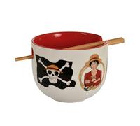 Elbenwald - One Piece - Monkey D. Luffy Ramen Bol avec baguettes 500 ml Céramique Blanc