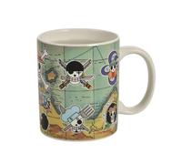 Elbenwald One Piece - Tasse à effet thermique - Différents motifs d'animes et de films - Céramique - Multicolore - 320 ml (One Piece - Carte bleue du Sud)