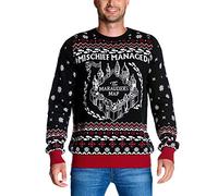 Elbenwald Pull tricoté Harry Potter Carte du Maraudeur Pull de Noël Noir Rouge Blanc - XXL